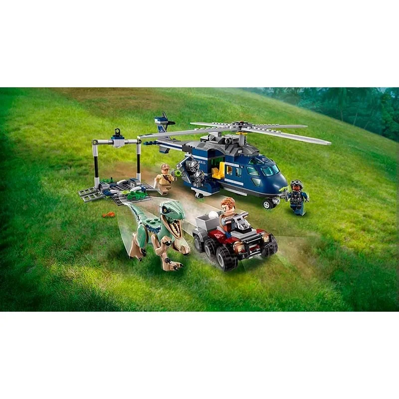 lego jurassic world persecución en helicóptero de blue