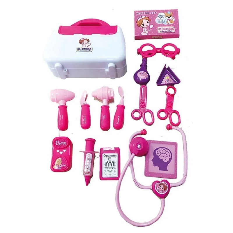 5 piezas color blanco y rosa Toi-Toys Maletín de médico Beau para niñas 