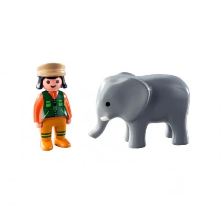 Playmobil 1.2.3 Cuidadora con Elefante