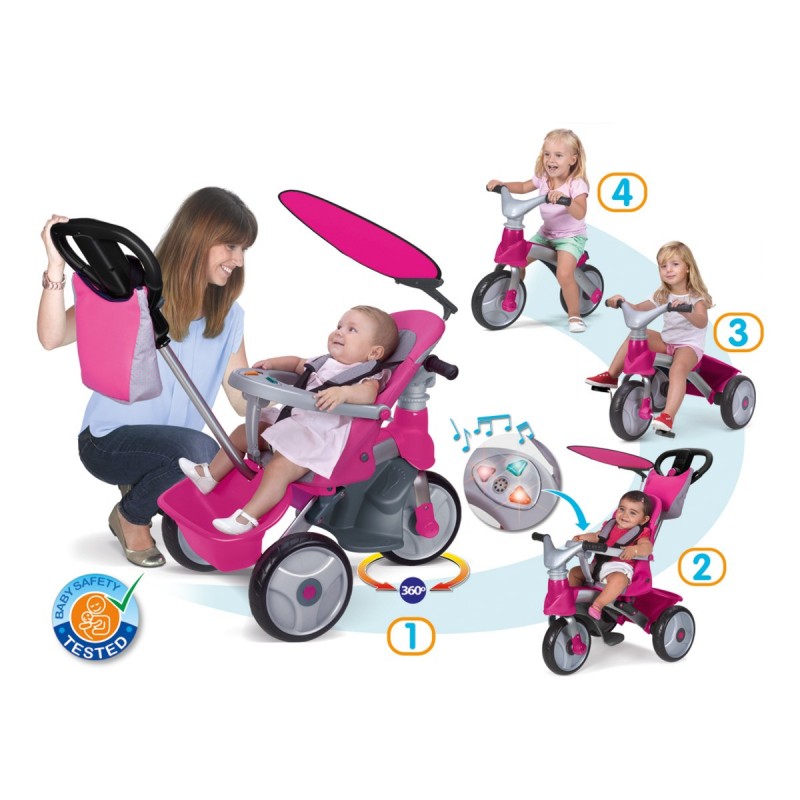 Triciclo para Bebés Evolutivo Rosa