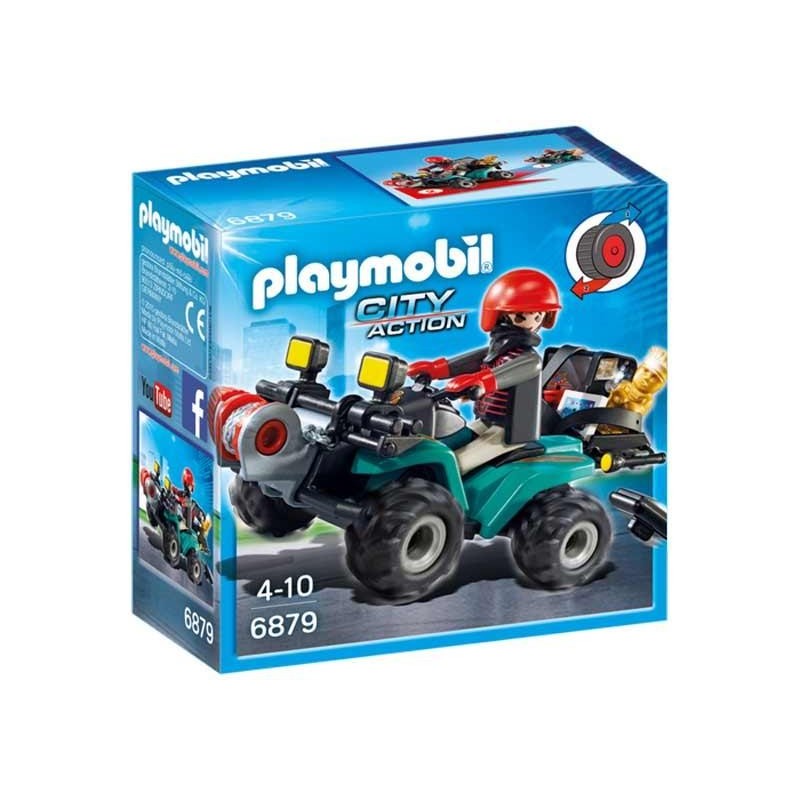 Playmobil City Action Ladron con Quad y Botin