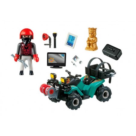 Playmobil City Action Ladron con Quad y Botin