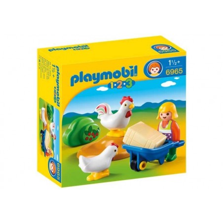 Playmobil 1.2.3 Granjera con Gallinas