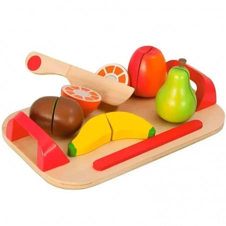 Tabla de madera infantil con frutas