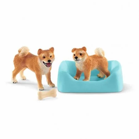 Schleich Farm World Mamá Shiba Inu y cachorro