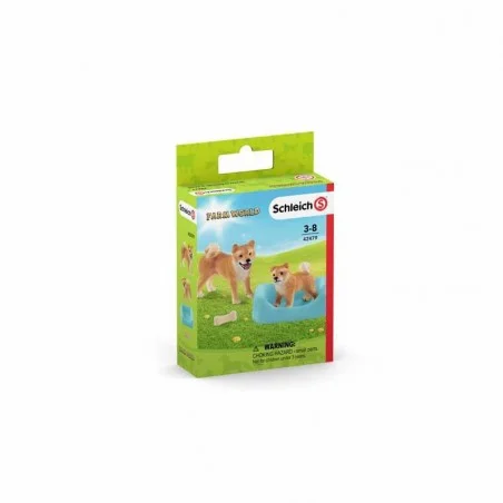 Schleich Farm World Mamá Shiba Inu y cachorro