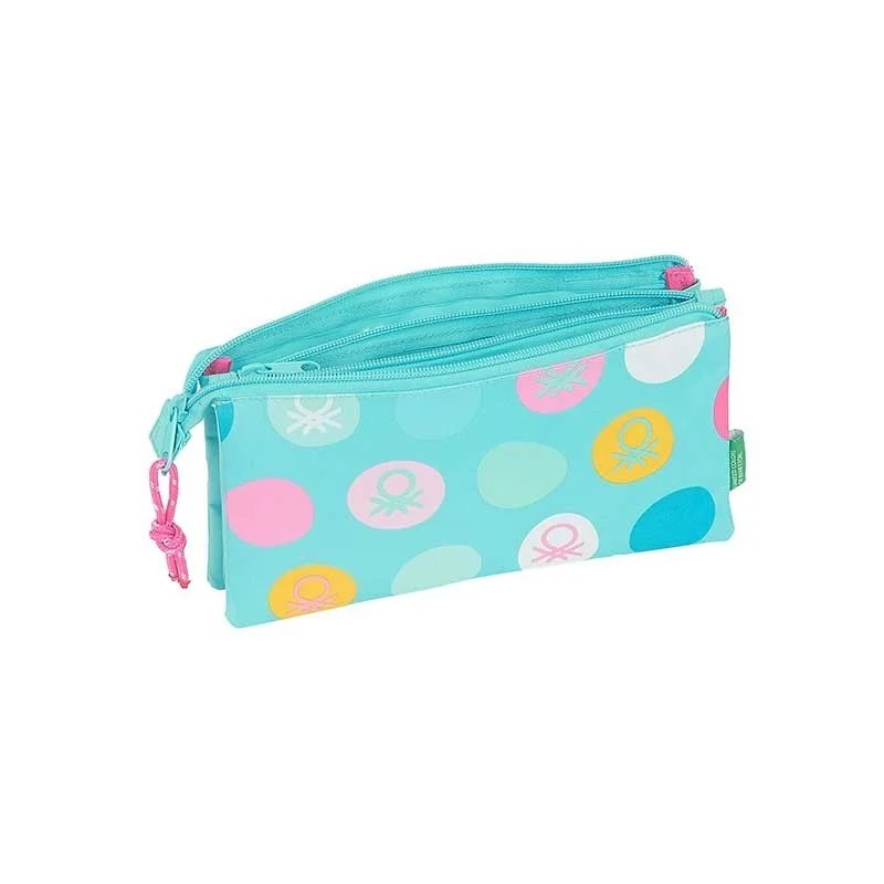 PORTATODO TRIPLE BENETTON TOPOS TURQUESA