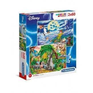 Puzzle 2 x 60 Piezas Disney Peter Pan y el Libro de la Jungla.