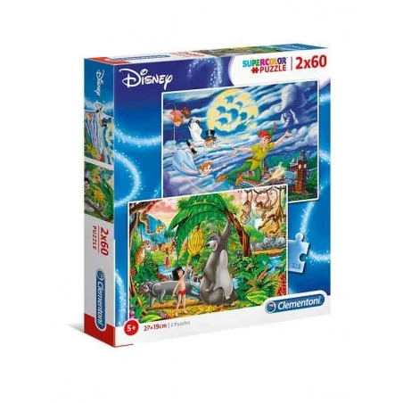 Puzzle 2 x 60 Piezas Disney Peter Pan y el Libro de la Jungla.