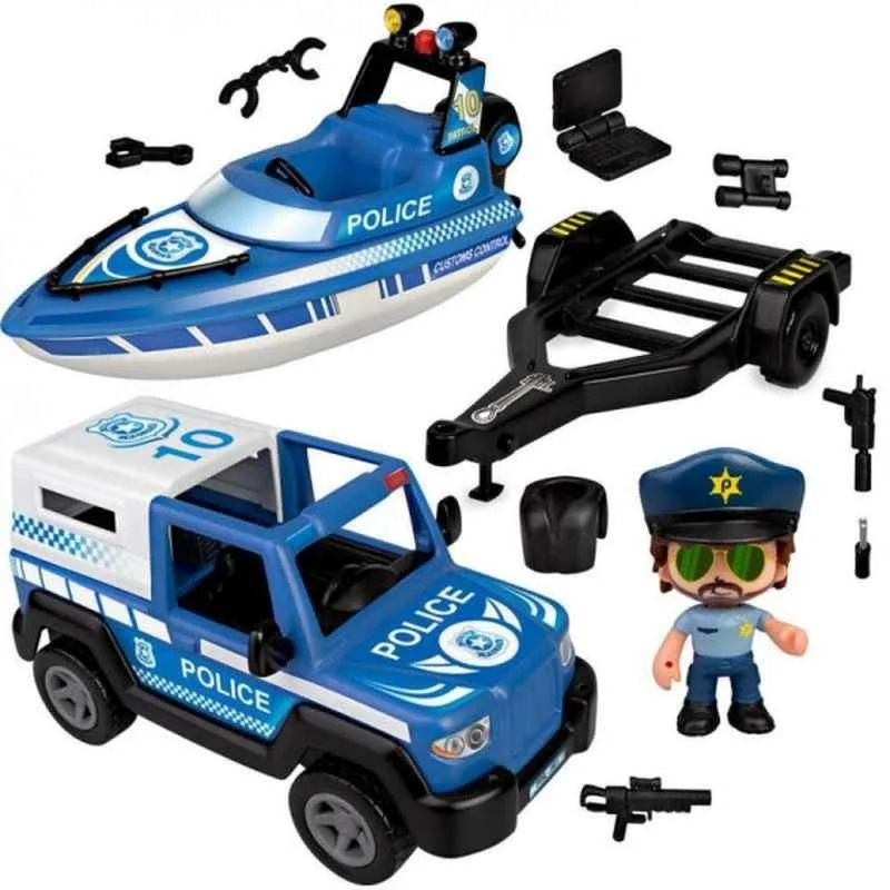 Pinypon Action Pickup y Lancha de Policía