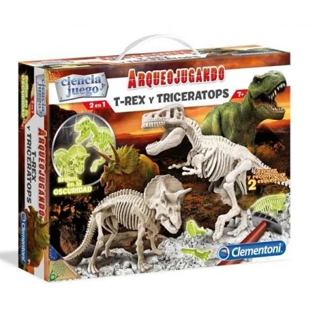 Arqueojugando TRex y Triceratops Fosforescente