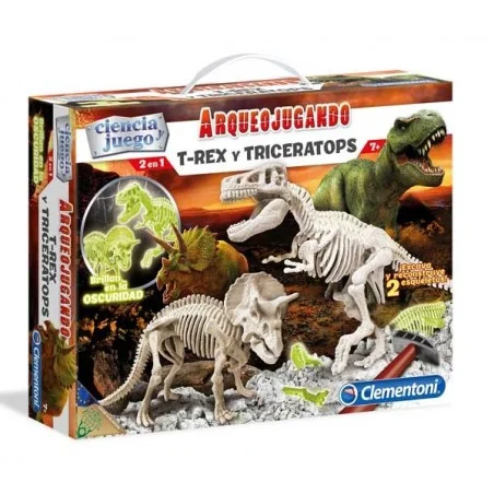 Arqueojugando TRex y Triceratops Fosforescente Arqueojugando TRex y Triceratops Fosforescente