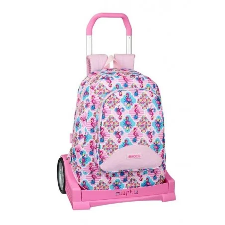 Mochila con Carro Moos Flamingo Rosa