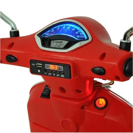 Moto Vespa Roja Eléctrica para Niños
