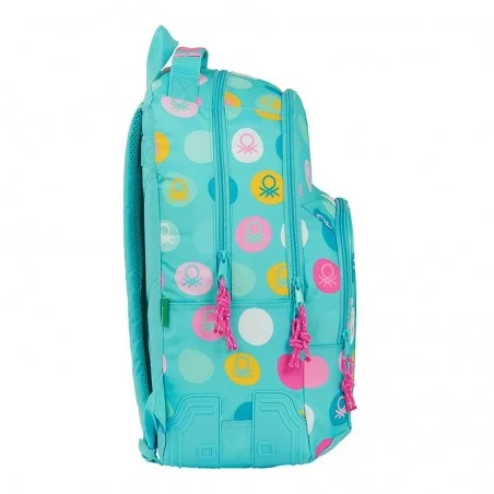 MOCHILA DOBLE ADAPTABLE BENETTON TOPOS TURQUESA