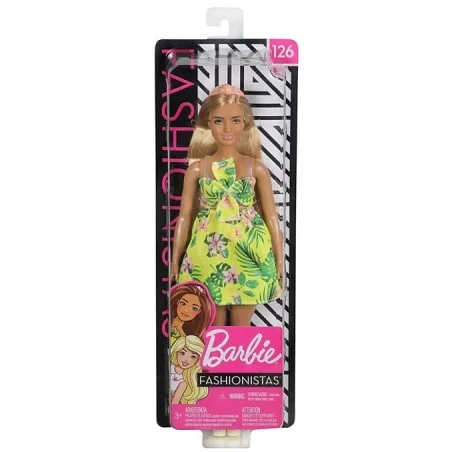 Barbie Fashionistas Vestido Tropical Amarillo