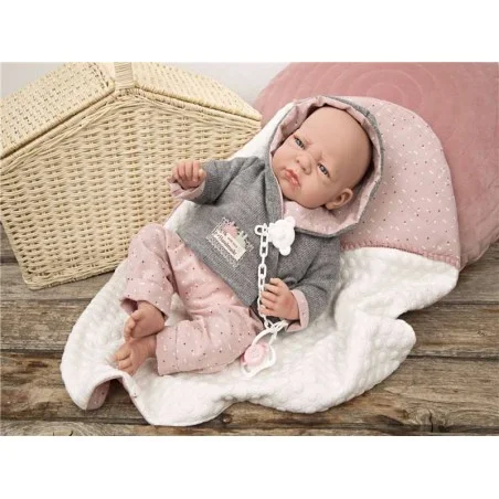 Muñeca Elegance Edur 40 cm Reborn Rosa con Manta