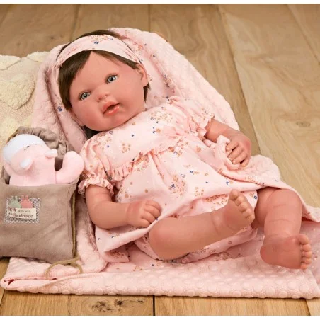 Muñeca Reborn Esther 45 cm con Manta Peluche y Bolsa Multiusos