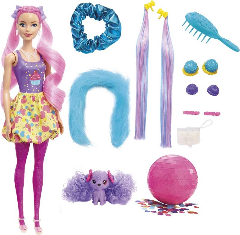 Amazones Barbie Color Reveal Peinados Lazos muñeca sorpresa de juguete  con accesorios para el pelo y mascota Mattel HBG40 Juguetes y juegos