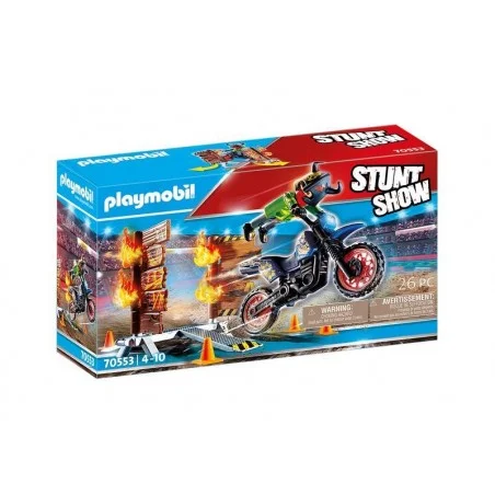 Playmobil Stuntshow Moto con Muro de Fuego