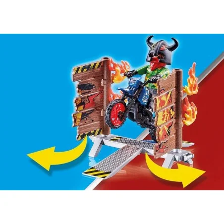 Playmobil Stuntshow Moto con Muro de Fuego