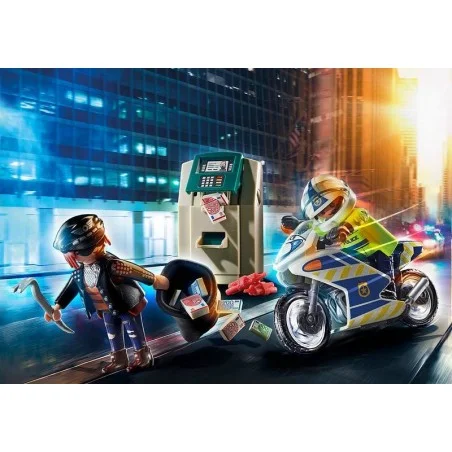 Playmobil Moto de Policía: persecución del ladrón de dinero