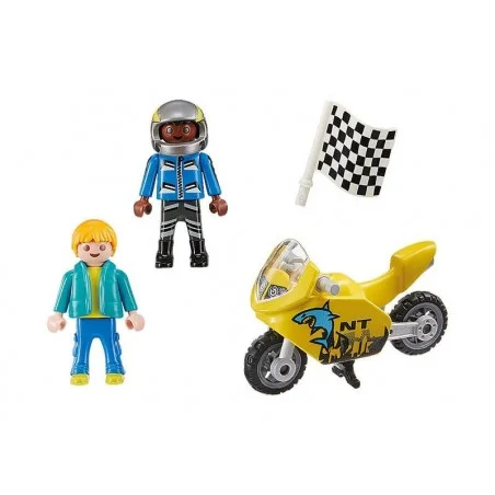 Playmobil Chicos con Moto de Carreras