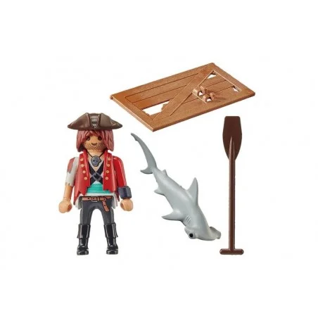 Playmobil Pirata con Balsa y Tiburón Martillo