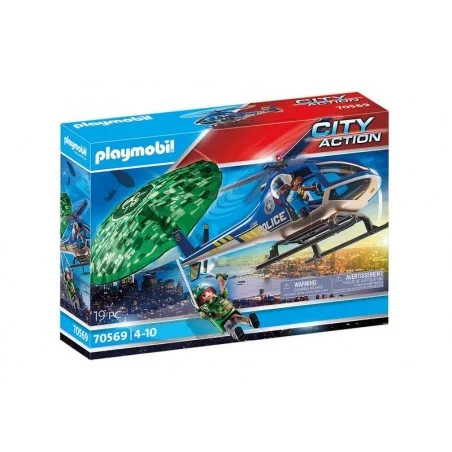 Playmobil Helicóptero de Policía: persecución en paracaídas