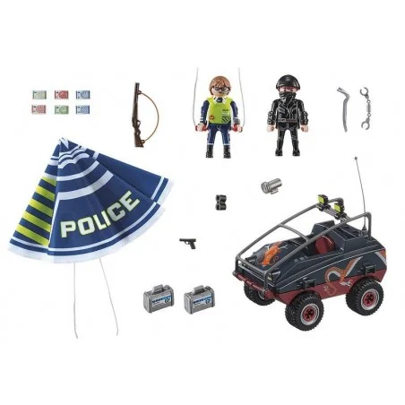 Playmobil Policía Paracaídas: Persecución del Vehículo Anfibio