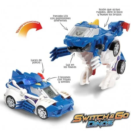 Switch & Go Dinos Patrulla el tericinosaurio coche de policía