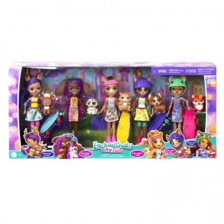 Enchantimals City Tails Pack 5 muñecas Skate