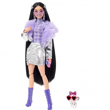 Barbie Extra Muñeca Chaqueta con Pelo y Botas Moradas