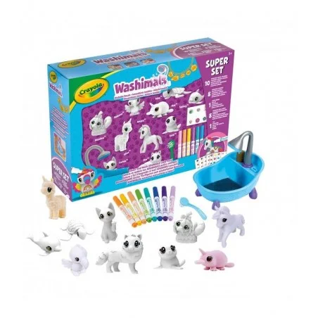 Washimals Pets Set 10 Mascotas y Stickers Lavables