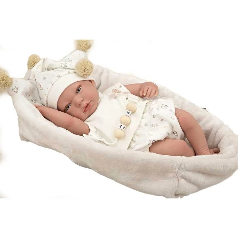 Muñecas Arias Reborn Aday con Capazo Beige 40 cm