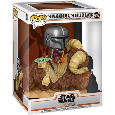 Funko Pop Deluxe Mandalorian en Bantha con El Niño Star Wars