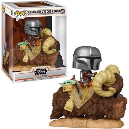 Funko Pop Deluxe Mandalorian en Bantha con El Niño Star Wars