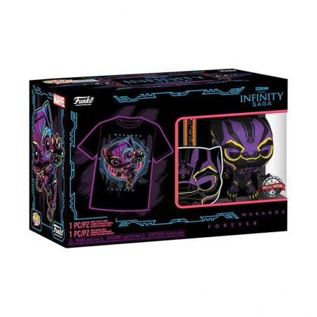 Funko Pop Marvel Black Phanter Black Light Pop & Tee M