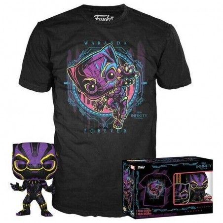 Funko Pop Marvel Black Phanter Black Light Pop & Tee M