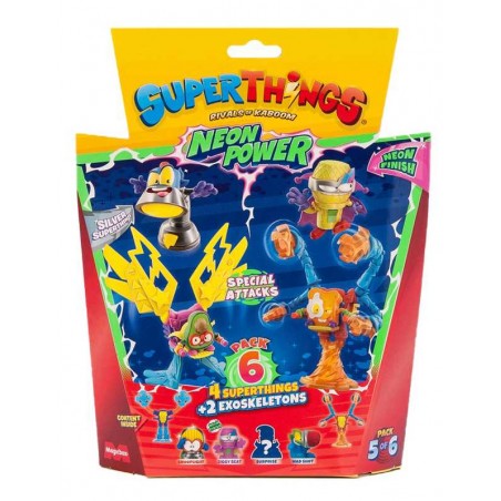 Blister 6 SuperThings Serie 11 Neon Power Pack 5