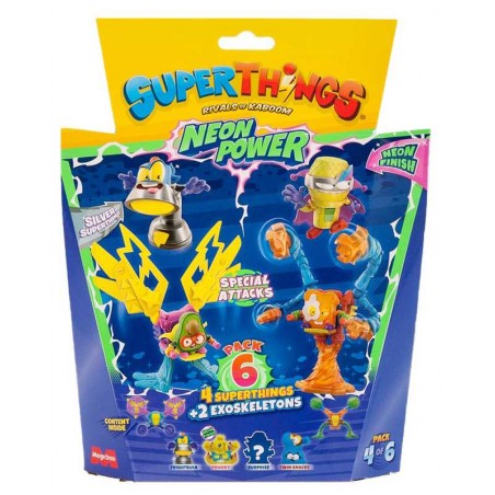 Blister 6 SuperThings Serie 11 Neon Power Pack 4