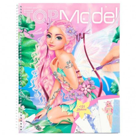 Create your Top Model Libro Colorear y Pegatinas Fantasy