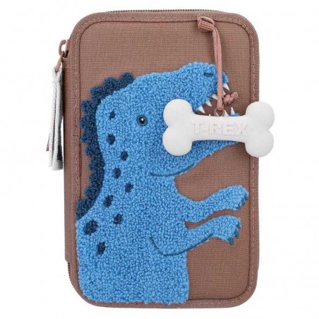 Dino World Estuche Doble Marrón Dino Mini