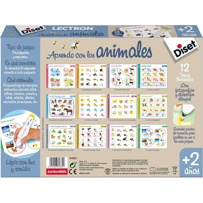 Diset 63883 Lectron Lapiz 'Los Animales' – Gioco Educativo Per Bambini 3-6 Anni, Penna Magica Con Luci E Suoni, 12 Schede