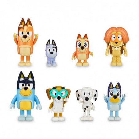 Bluey Familia Heeler y Amigos Pack 8 Figuras