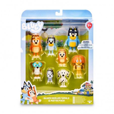 Bluey Familia Heeler y Amigos Pack 8 Figuras