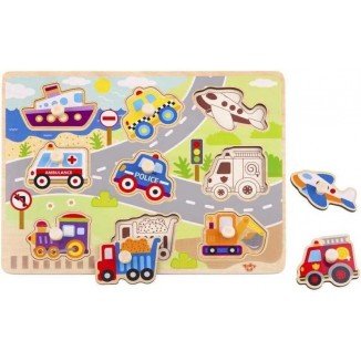 Puzzle Infantil Tráfico De Madera