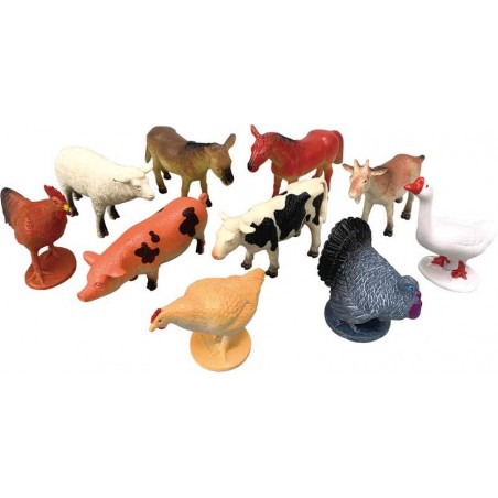 Cubo 10 Figuras Animales De Granja