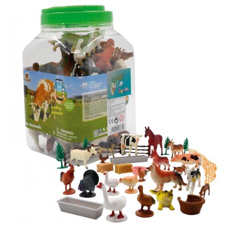 Cubo 40 Figuras De Animales De Granja