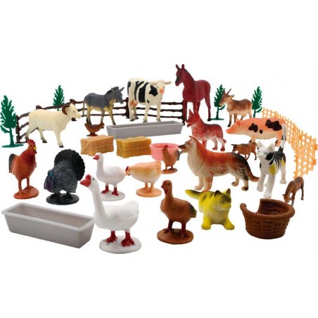 Cubo 40 Figuras De Animales De Granja